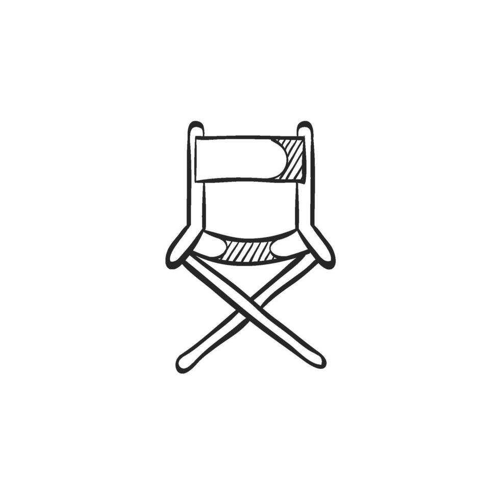hand- getrokken schetsen icoon film regisseur stoel vector