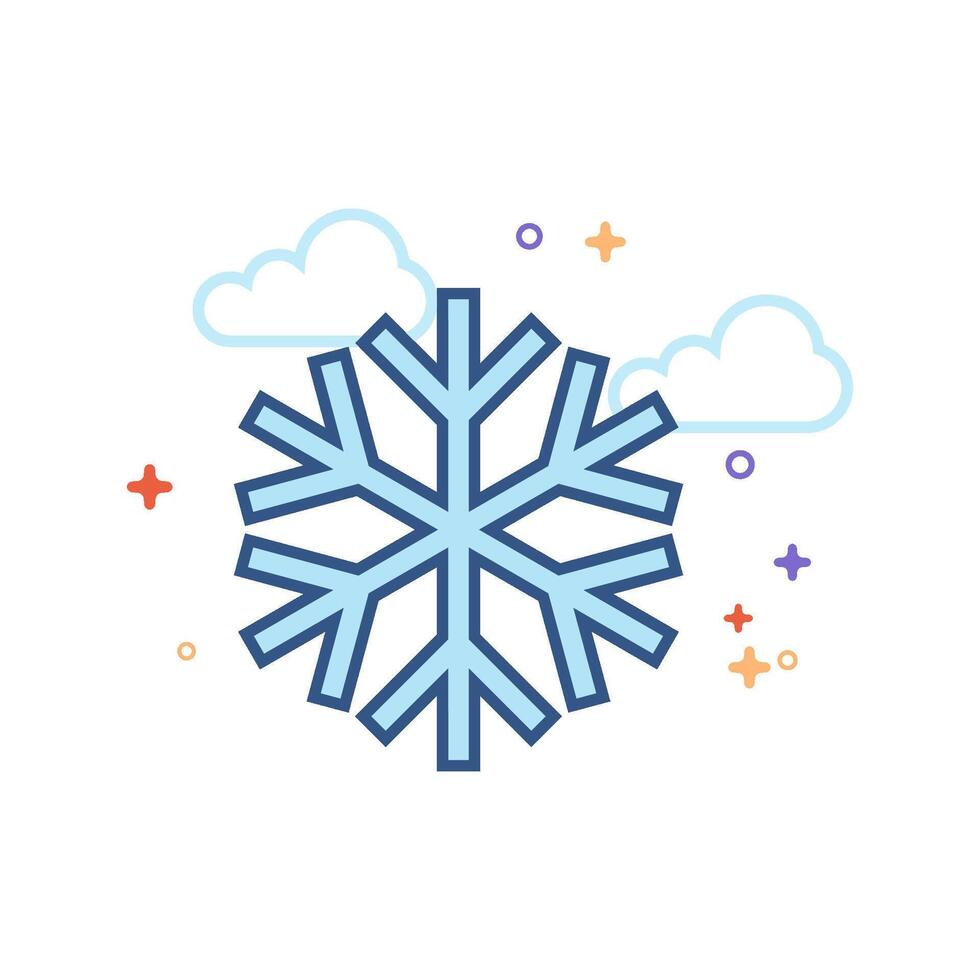 sneeuwvlokken icoon vlak kleur stijl vector illustratie