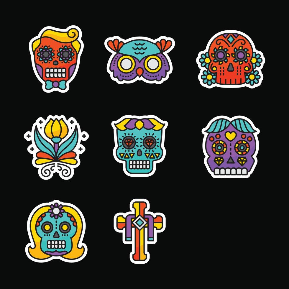 sticker ontwerp van dood gaan de Muertos viering vector