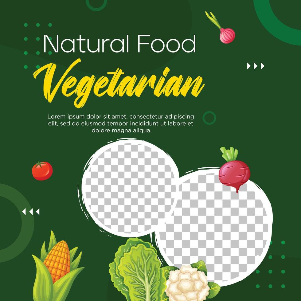 gezond vegetarisch voedsel sociaal media post sjabloon ontwerp vector