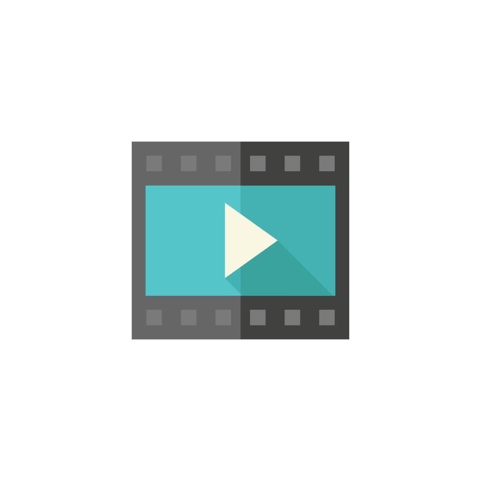 bioscoop film icoon in vlak kleur stijl. computer gegevens film streaming online downloaden vector