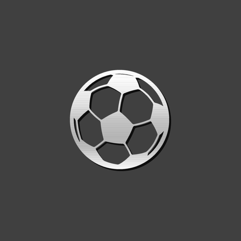 voetbal bal icoon in metalen grijs kleur stijl.sport wedstrijd team vector