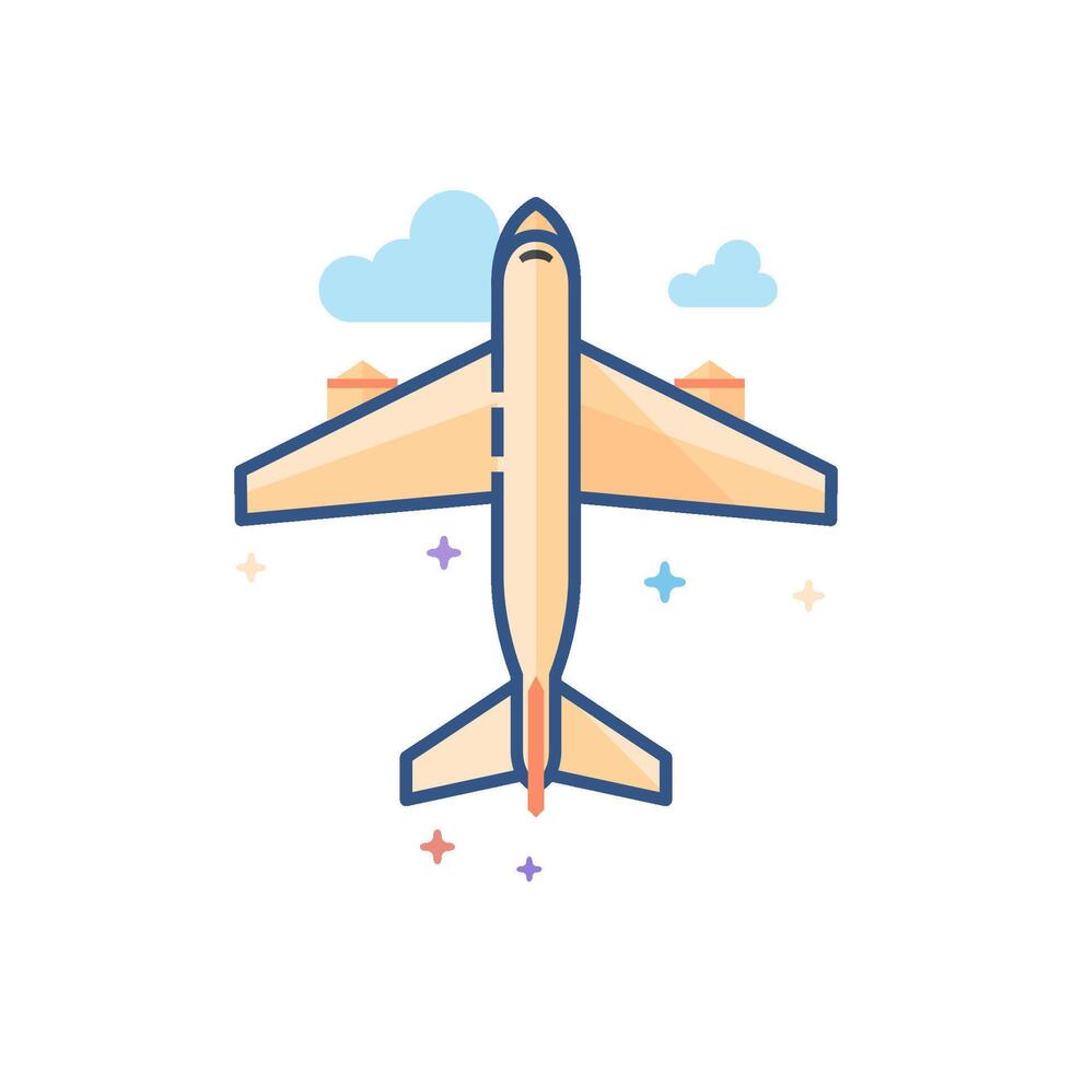 vliegtuig icoon vlak kleur stijl vector illustratie