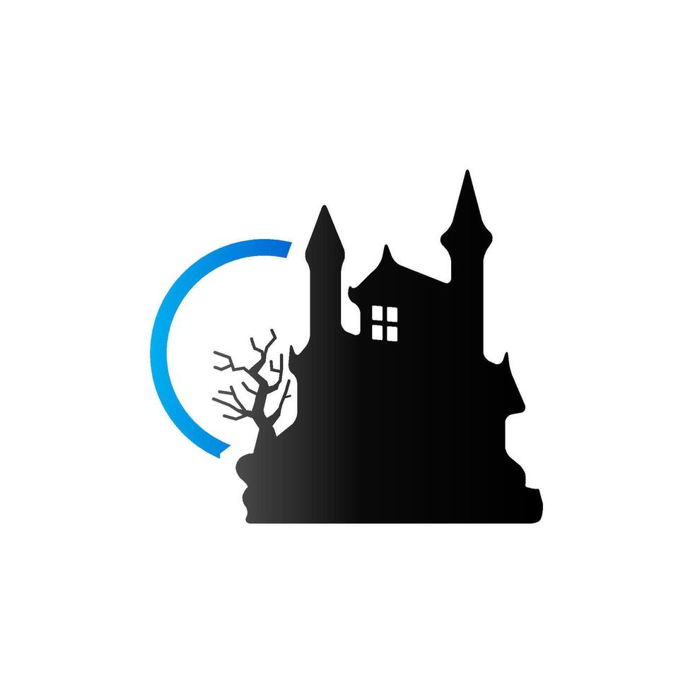 donker kasteel icoon in duo toon kleur. halloween symbool gebouw vector