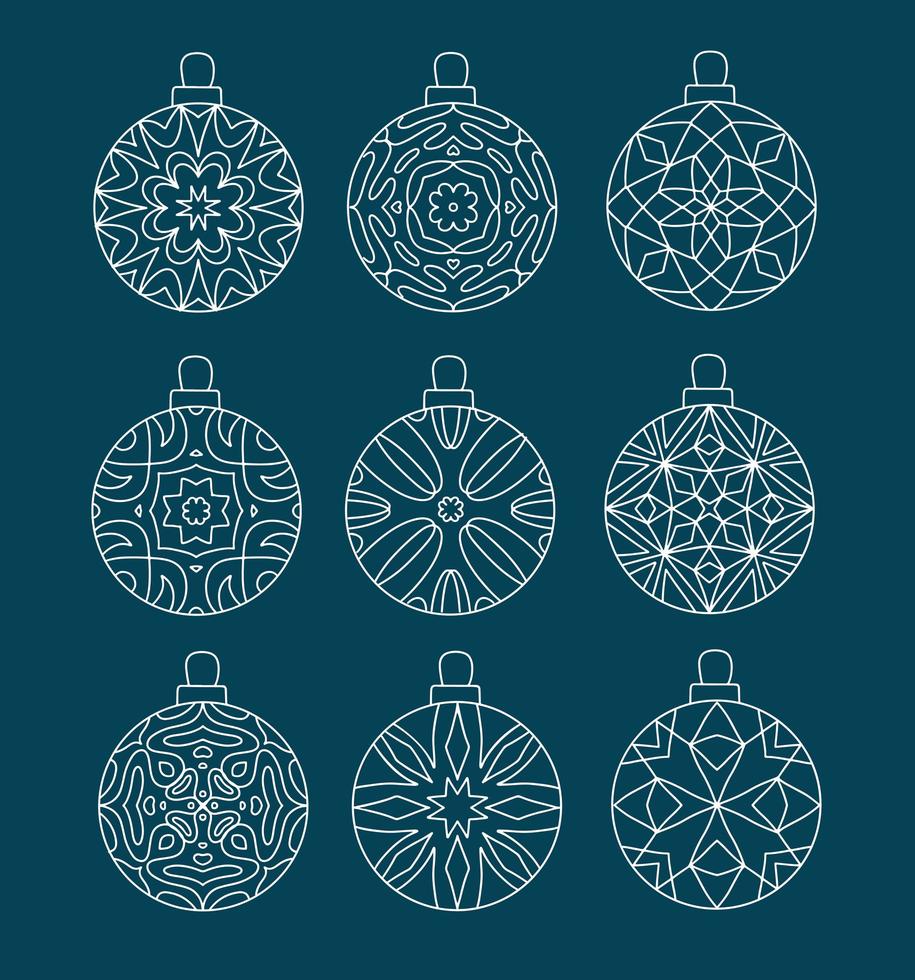 set kerstbal met geometrische patronen vector