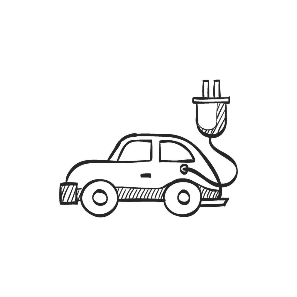 hand- getrokken schetsen icoon elektrisch auto vector