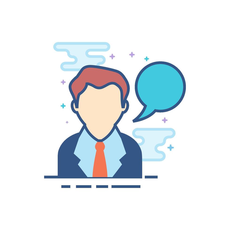 zakenman met praten bubbel icoon vlak kleur stijl vector illustratie