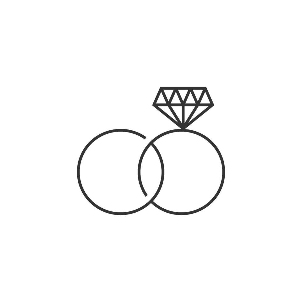bruiloft ring icoon in dun schets stijl vector
