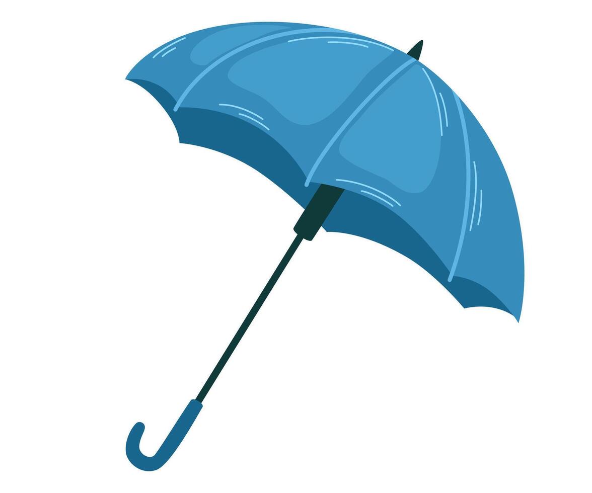 Open blauw paraplu. regenachtig seizoensgebonden parasols. beschermen accessoires. herfst, voorjaar seizoen. hand- getrokken vector illustratie geïsoleerd Aan wit