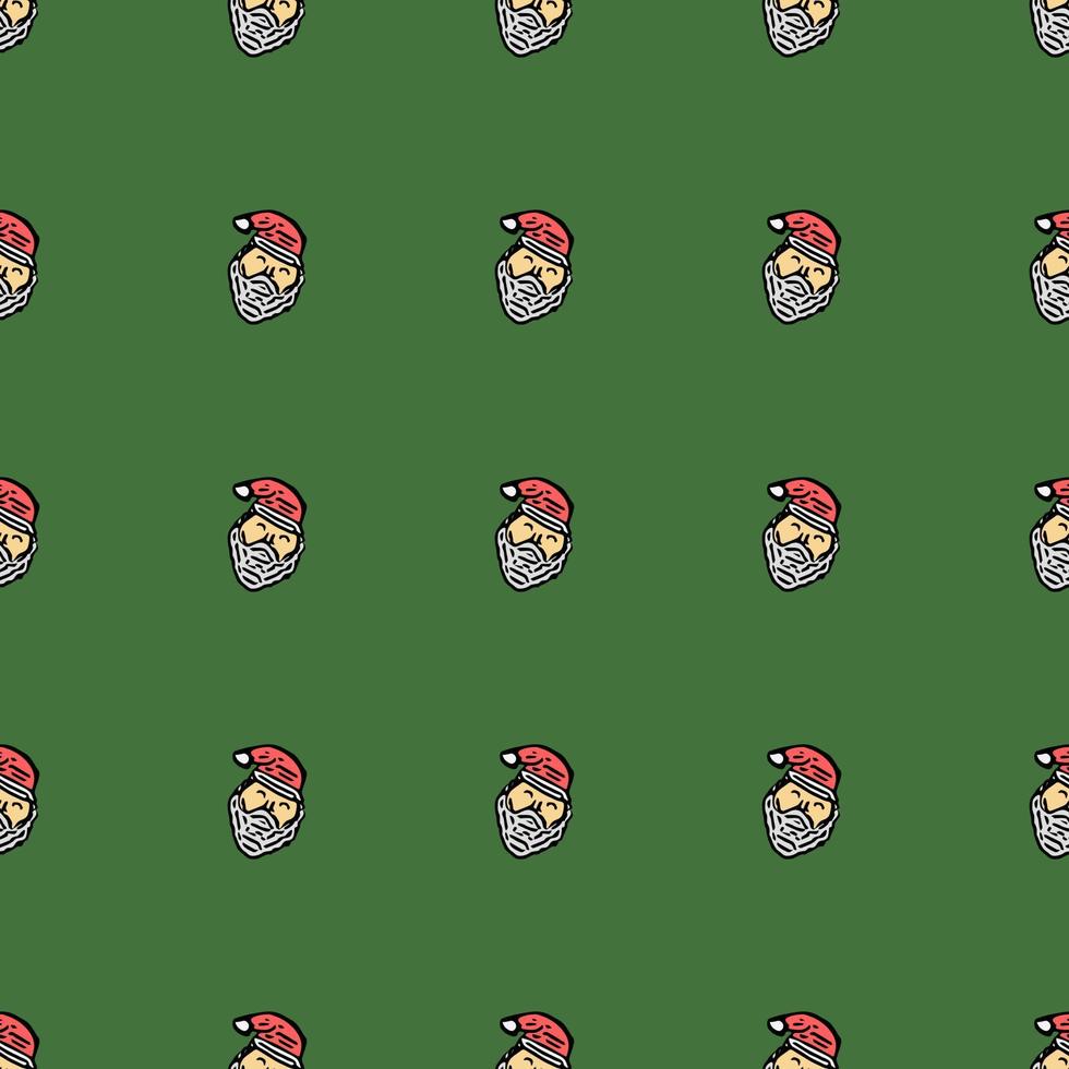 naadloos groen patroon met de kerstman. nieuwjaar achtergrond vector