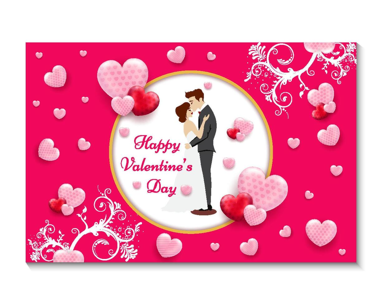 Valentijnsdag dag banier rood, wit hart kader achtergrond, groet kaart, modieus stijl. vector