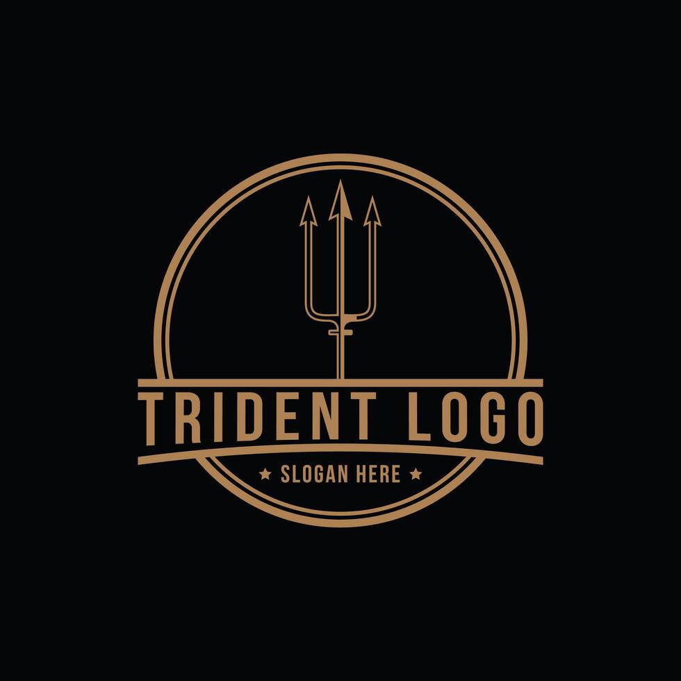 drietand Poseidon logo ontwerp wijnoogst retro vector