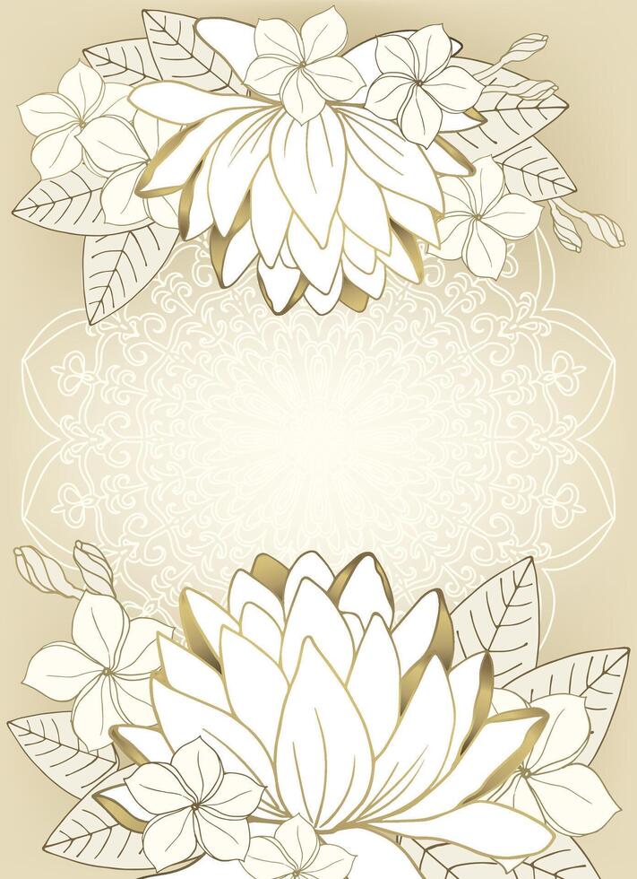 luxe mandala achtergrond met gouden lotus schets. achtergrond voor groet kaarten, enz. vector