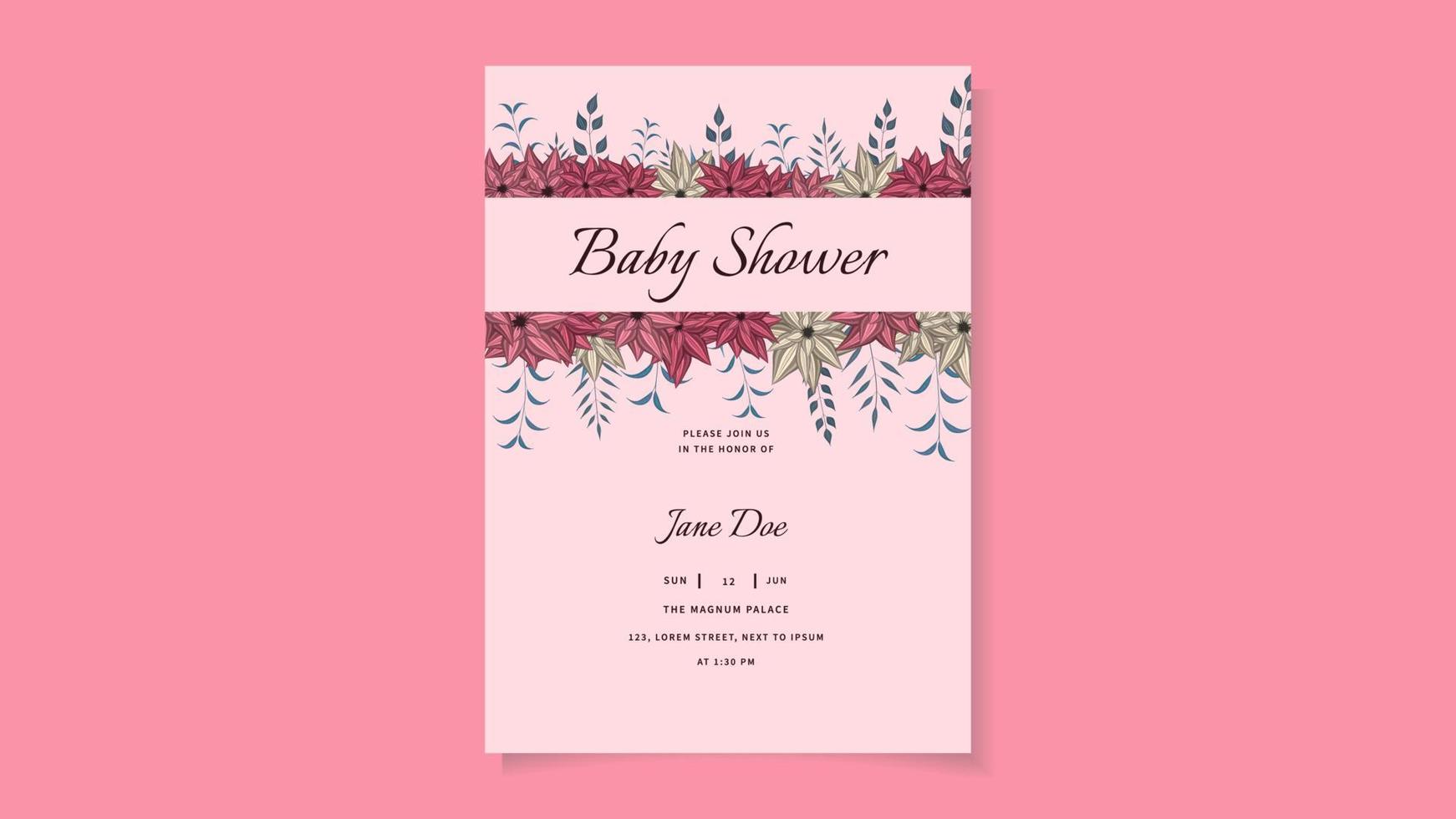 baby shower partij welkomstkaart uitnodiging kleurrijke bloemen achtergrond vector