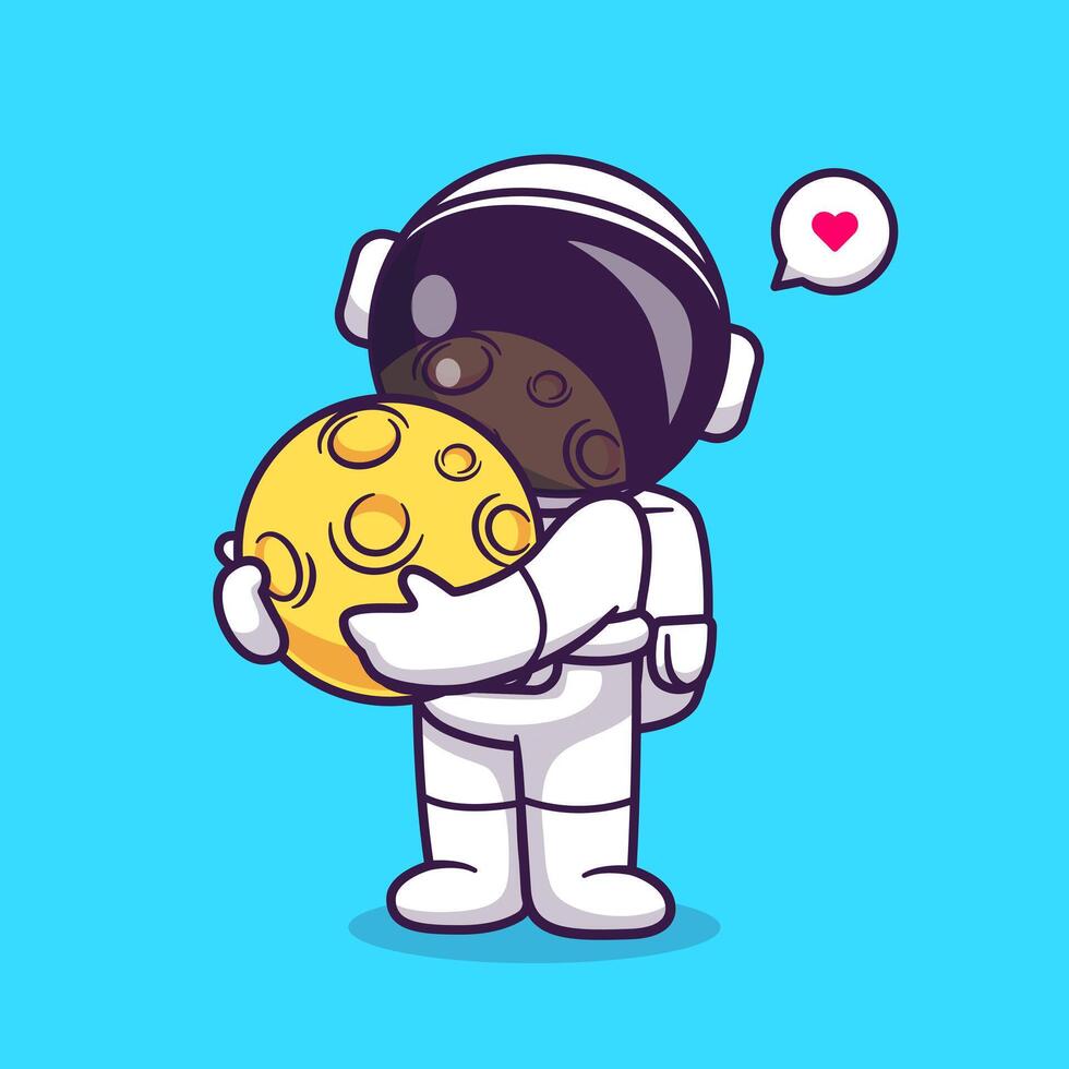 schattig astronaut Holding maan tekenfilm vector icoon illustratie. wetenschap technologie icoon concept geïsoleerd premie vector. vlak tekenfilm stijl