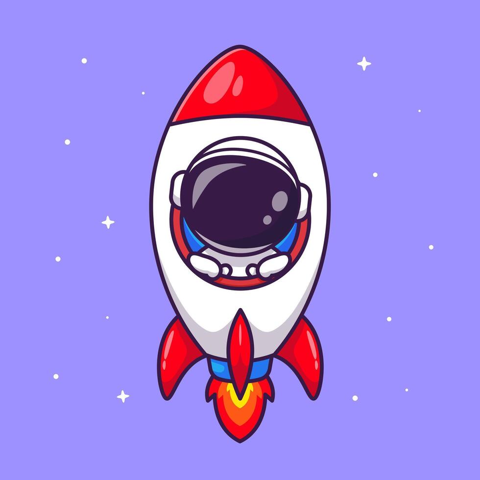 schattig astronaut in raket tekenfilm vector icoon illustratie . wetenschap technologie icoon concept geïsoleerd premie vector. vlak tekenfilm stijl