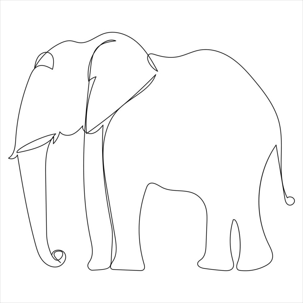 single lijn doorlopend tekening van een olifant en concept wereld wild leven dag schets vector illustratie