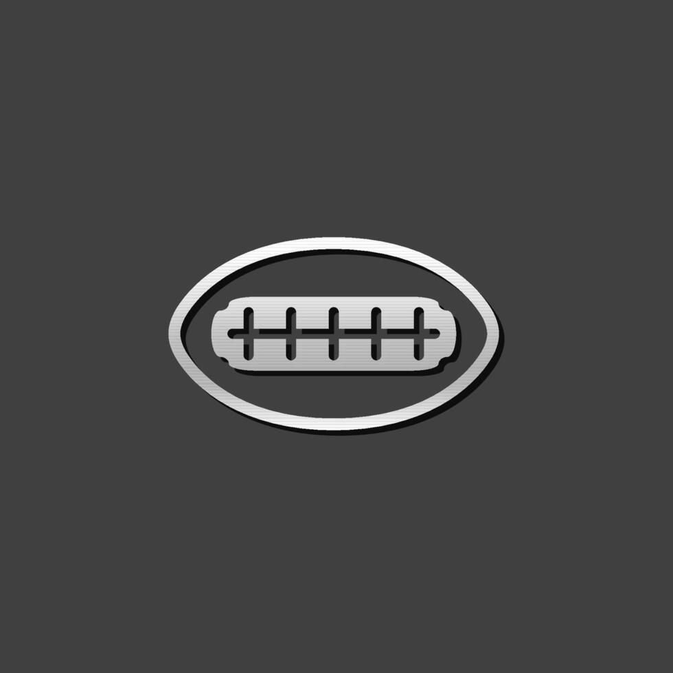 Amerikaans voetbal icoon in metalen grijs kleur stijl. Amerikaans sport bal doel vector