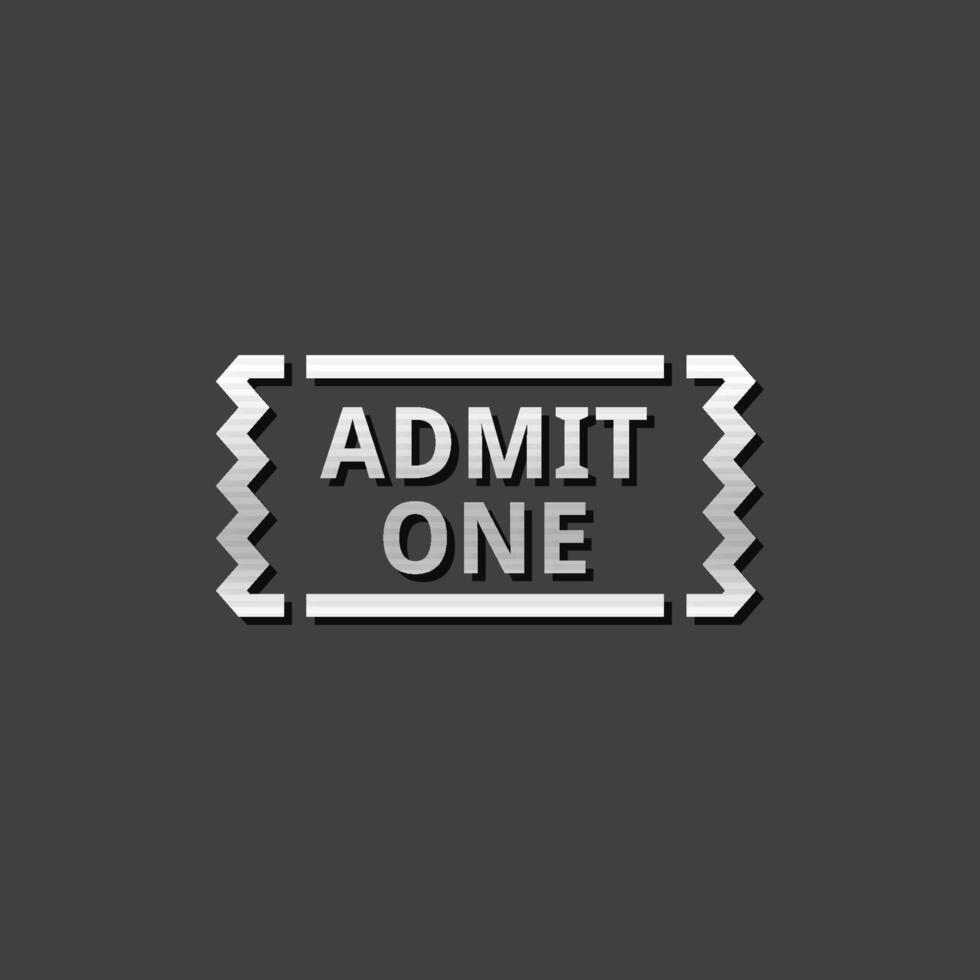 ticket icoon in metalen grijs kleur stijl.bioscoop concert shows vector