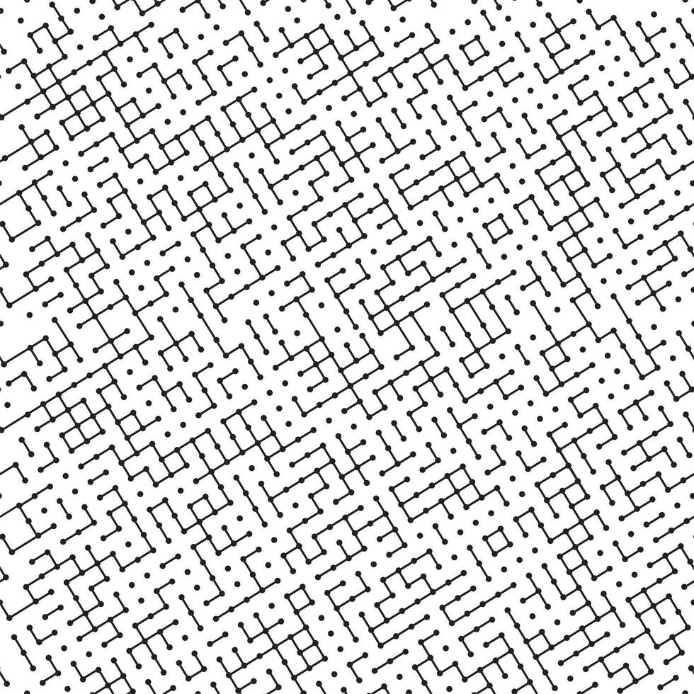 abstract vector naadloos patroon met lijnen en stippen. achtergrond in hoog tech stijl. zwart en wit kleuren.