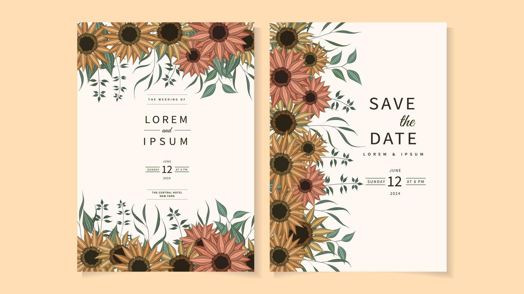 botanische bruiloft uitnodigen wilde bloemen lente luxe bloemenornament vector