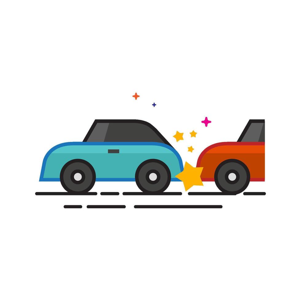 auto Botsing icoon vlak kleur stijl vector illustratie