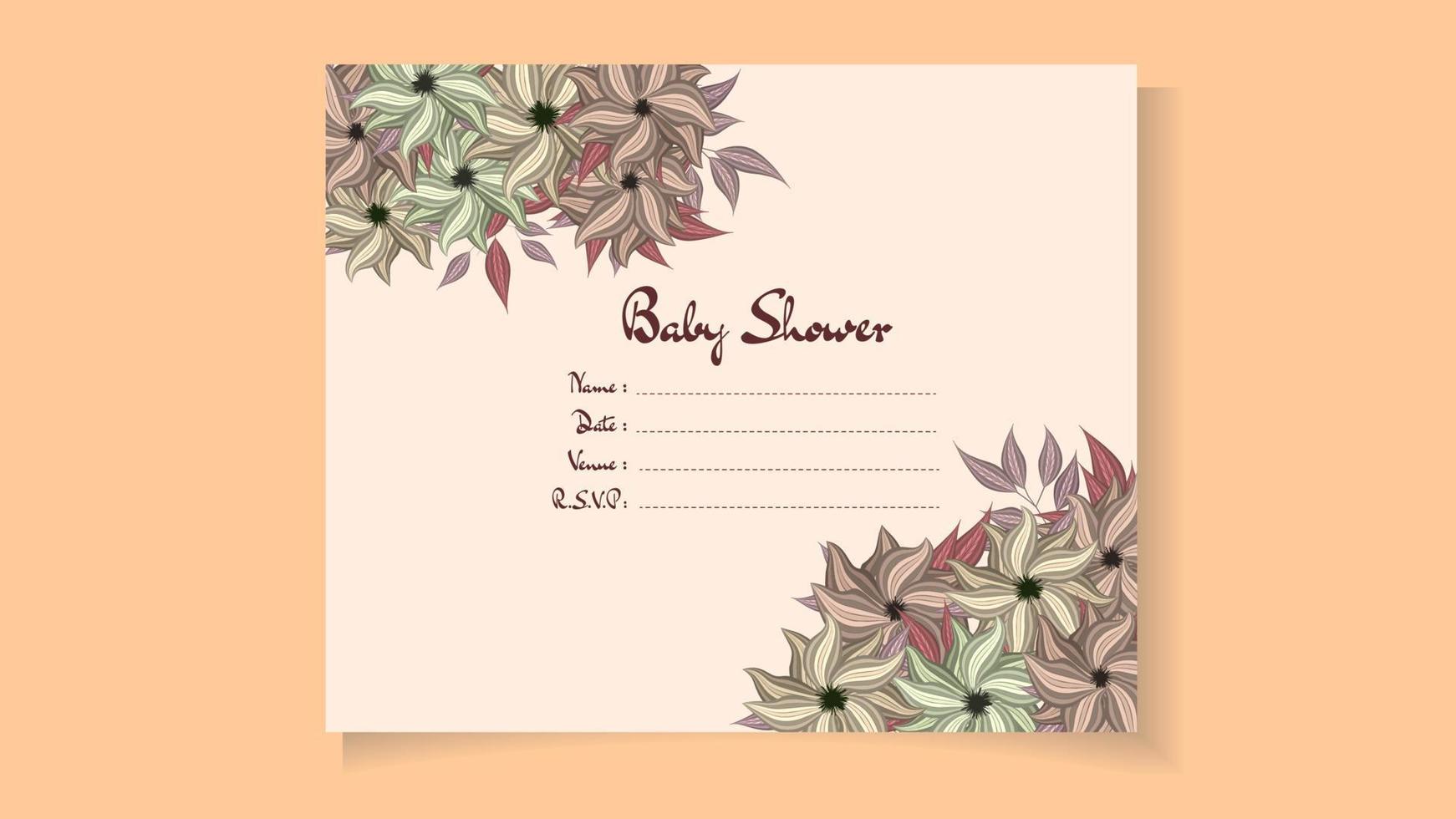 baby shower uitnodigingssjabloon zoet bloemmotief thema, schattige bloem vector