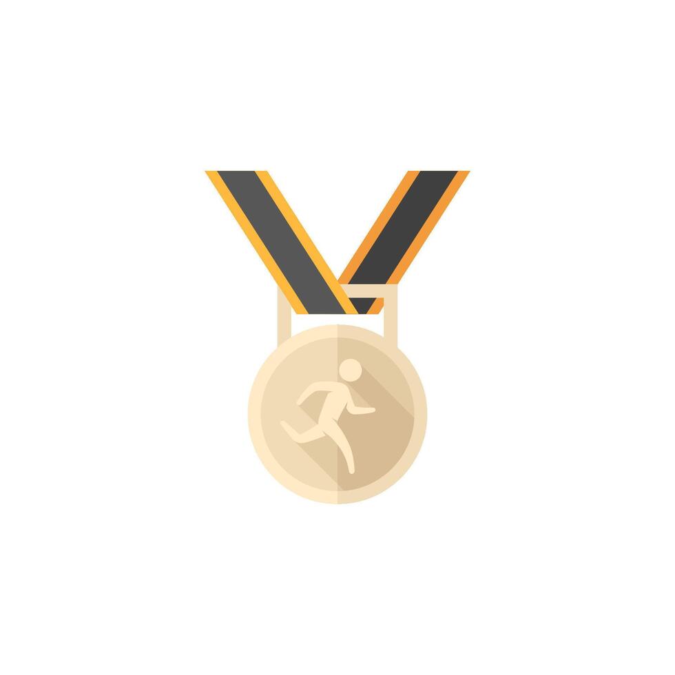 atletisch medaille icoon in vlak kleur stijl. sport sprinter triatlon marathon prijs vector