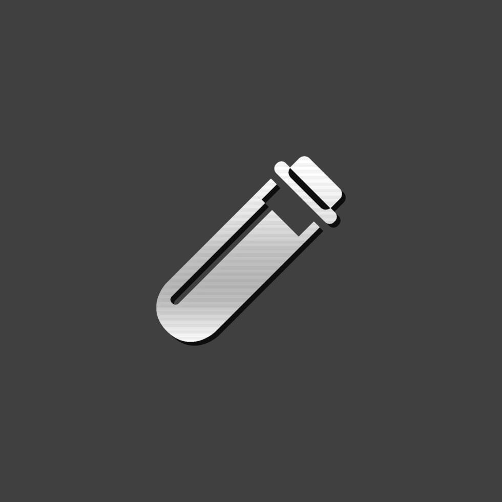 test buis icoon in metalen grijs kleur stijl. wetenschap medisch laboratorium apotheek vector