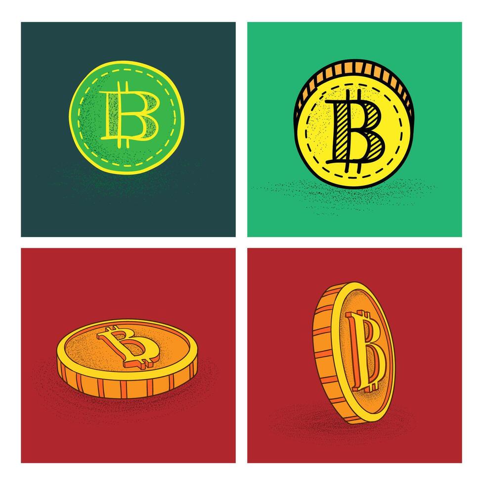 bitcoin teken icoon in schetsen stijl. vector illustratie.