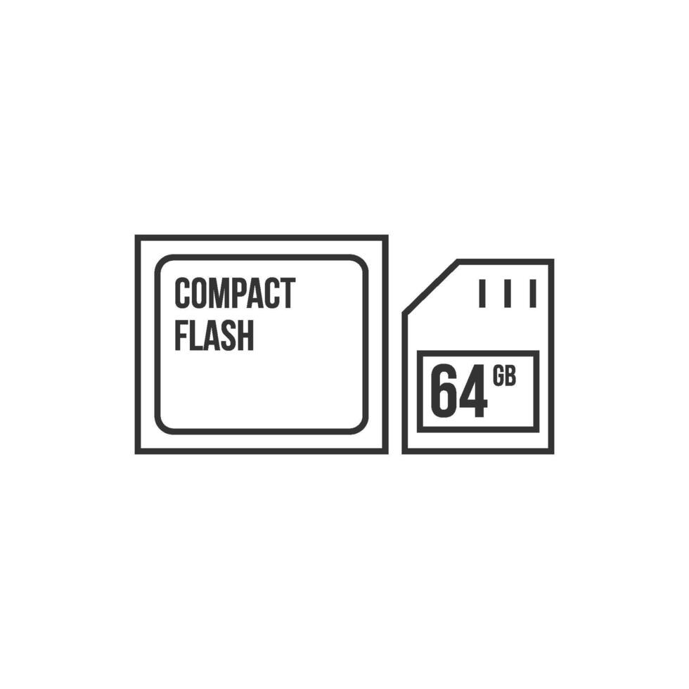 compact flash en sd kaart icoon in dun schets stijl vector