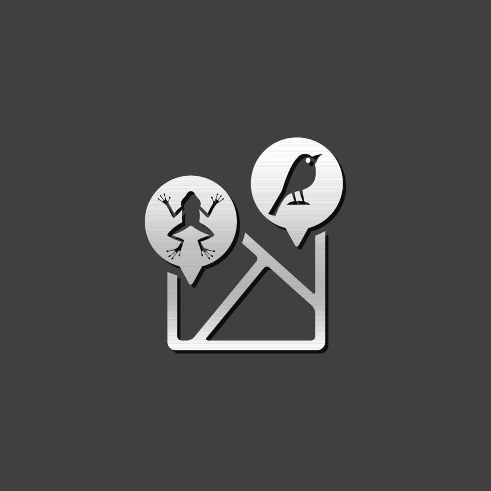 dierentuin kaart icoon in metalen grijs kleur stijl. vector