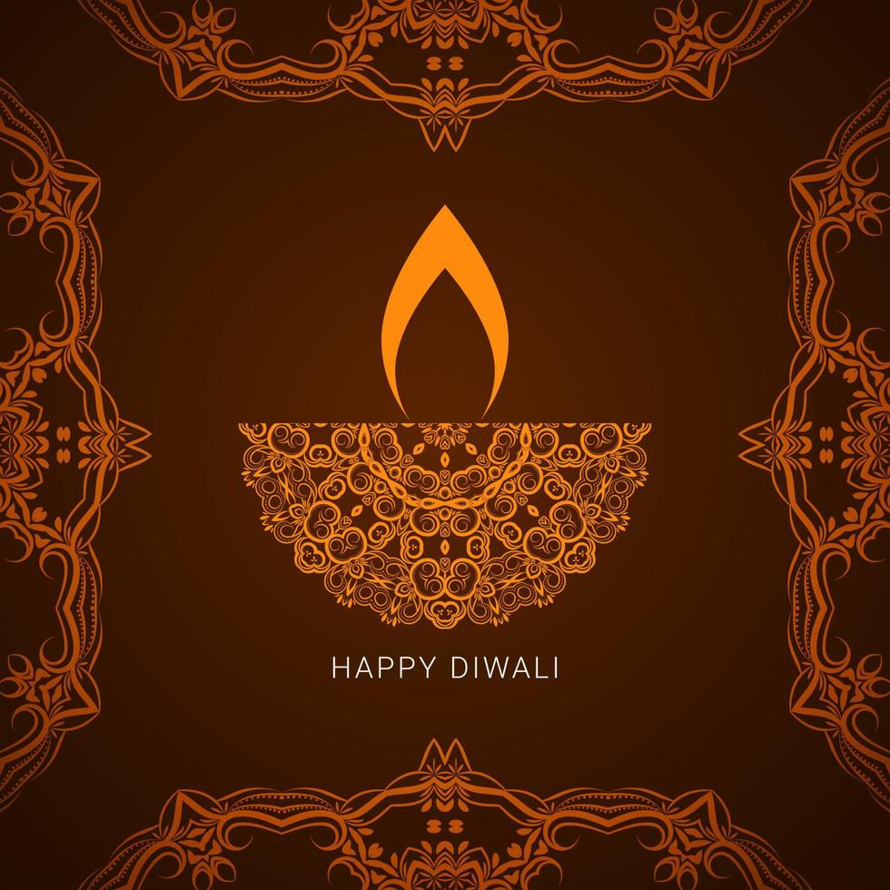 mooie gelukkige diwali-groet met brandende diya voor lichtfestival vector