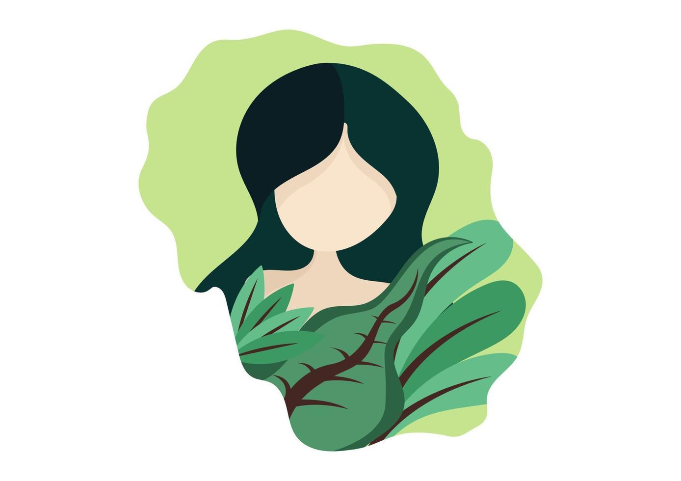 illustratie van een vrouw met verschillende planten vector