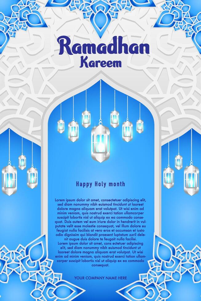 elegant aantrekkingskracht achtergrond en poster Ramadan kareem met helling stijl en realistisch icoon vector