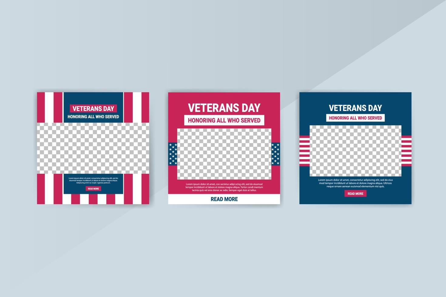 social media postsjabloon voor veteranendag. vector