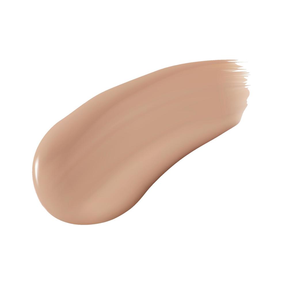 foundation crème textuur, vloeibare cosmetische uitstrijkje. cosmetische basisslag gezichtsblush toon, beige verfstaal. vloeibare gelplons, realistische decoratie, gezichtshuidlotionproduct vector