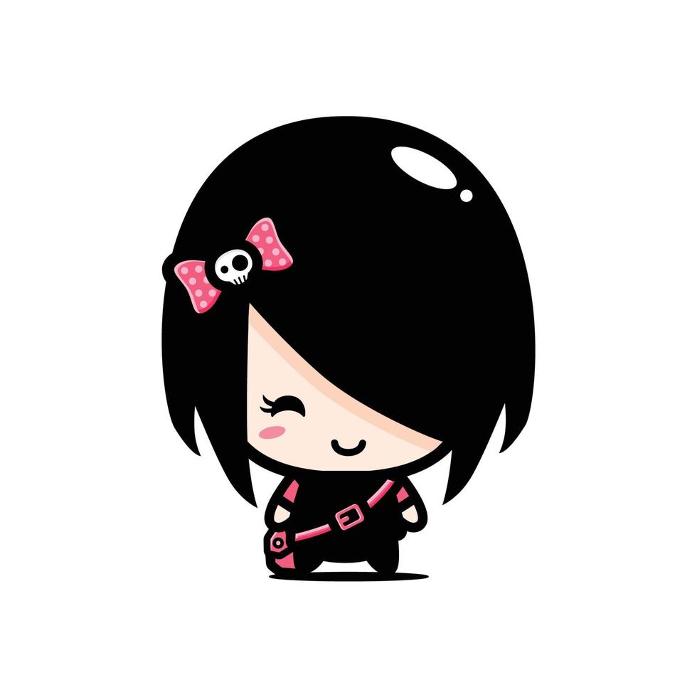 schattig emo chibi karakterontwerp vector