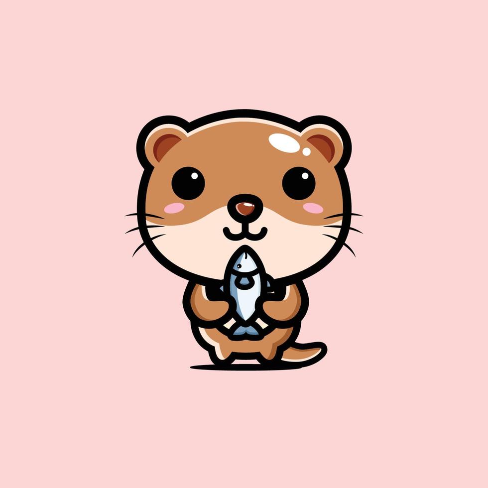 schattig otter mascotte karakterontwerp vector