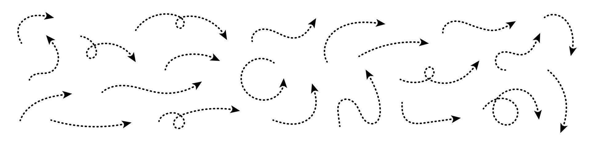 gebogen stippel pijl. zigzag pijl strepen ontwerp met stippel lijnen. vector