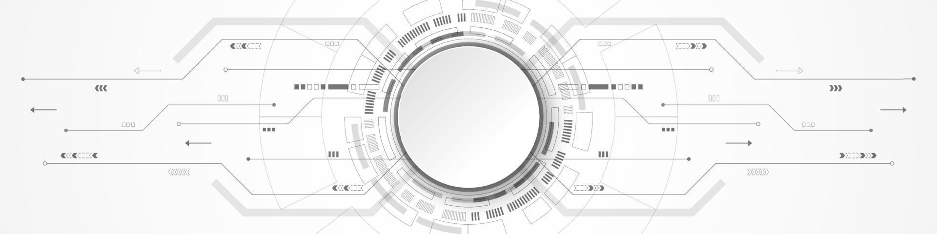 abstracte technische achtergrond, witte cirkelbanner op printplaatpatroon vector