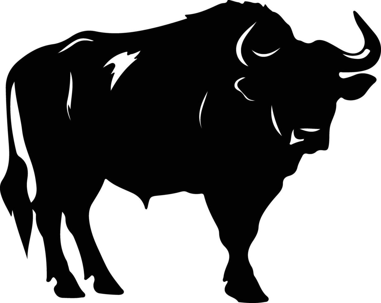 kaap buffel zwart silhouet vector