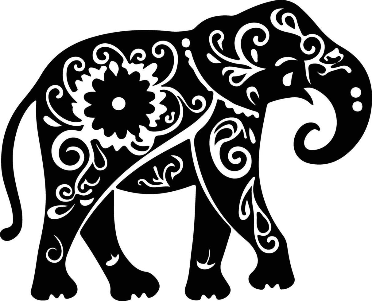 Indisch olifant zwart silhouet vector