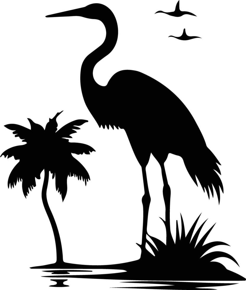 Super goed zilverreiger zwart silhouet vector