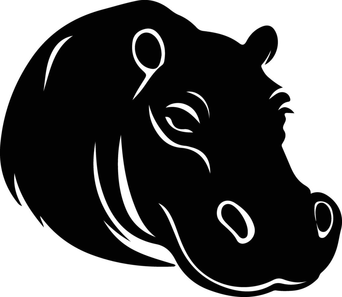 nijlpaard zwart silhouet vector