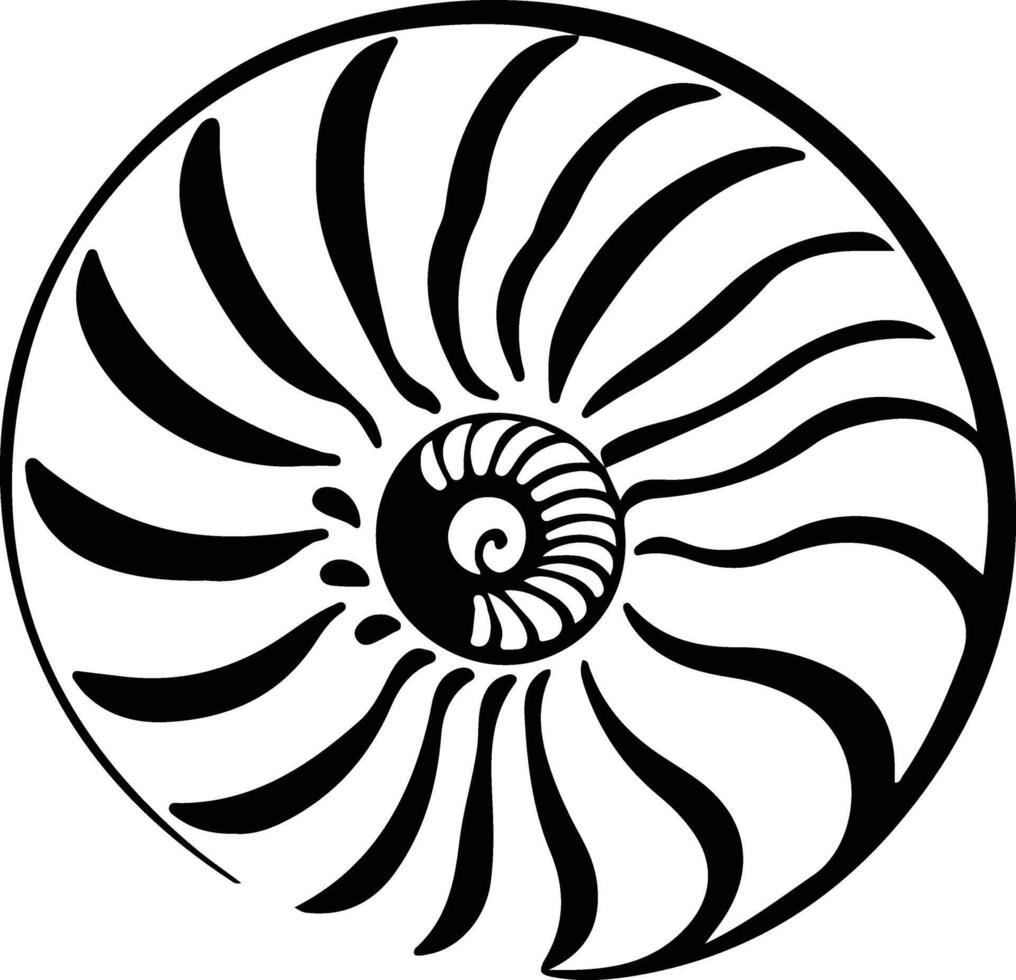 nautilus zwart silhouet vector