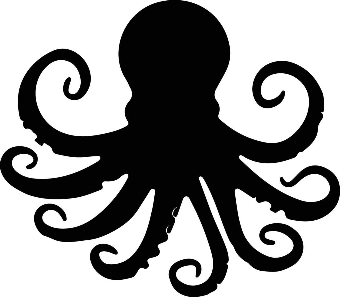 Octopus zwart silhouet vector