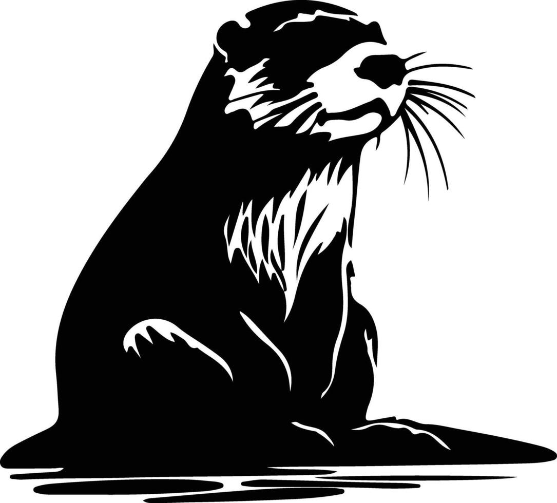 Otter rivier- zwart silhouet vector