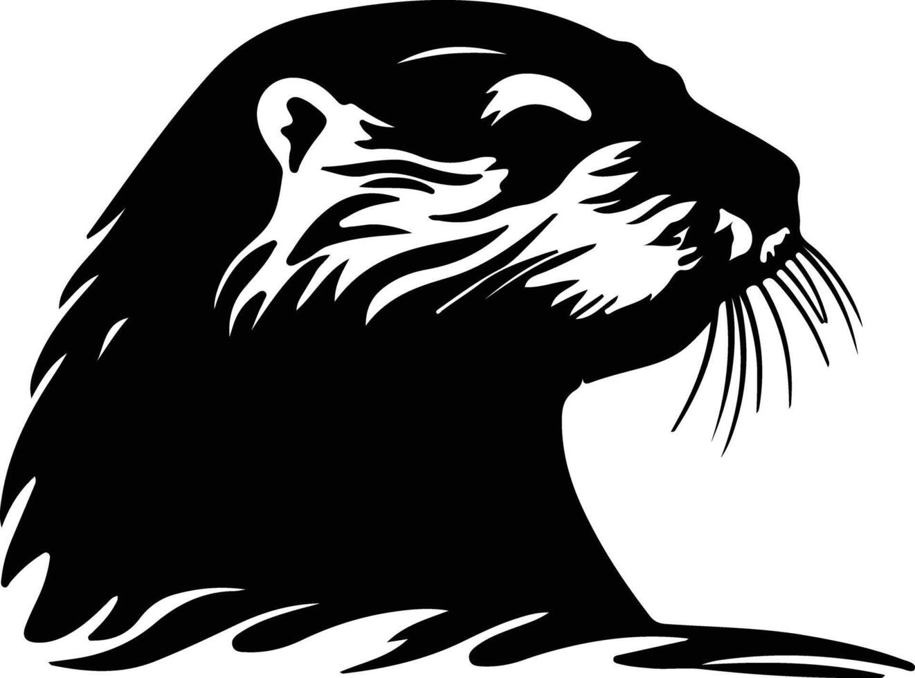 Otter zee zwart silhouet vector