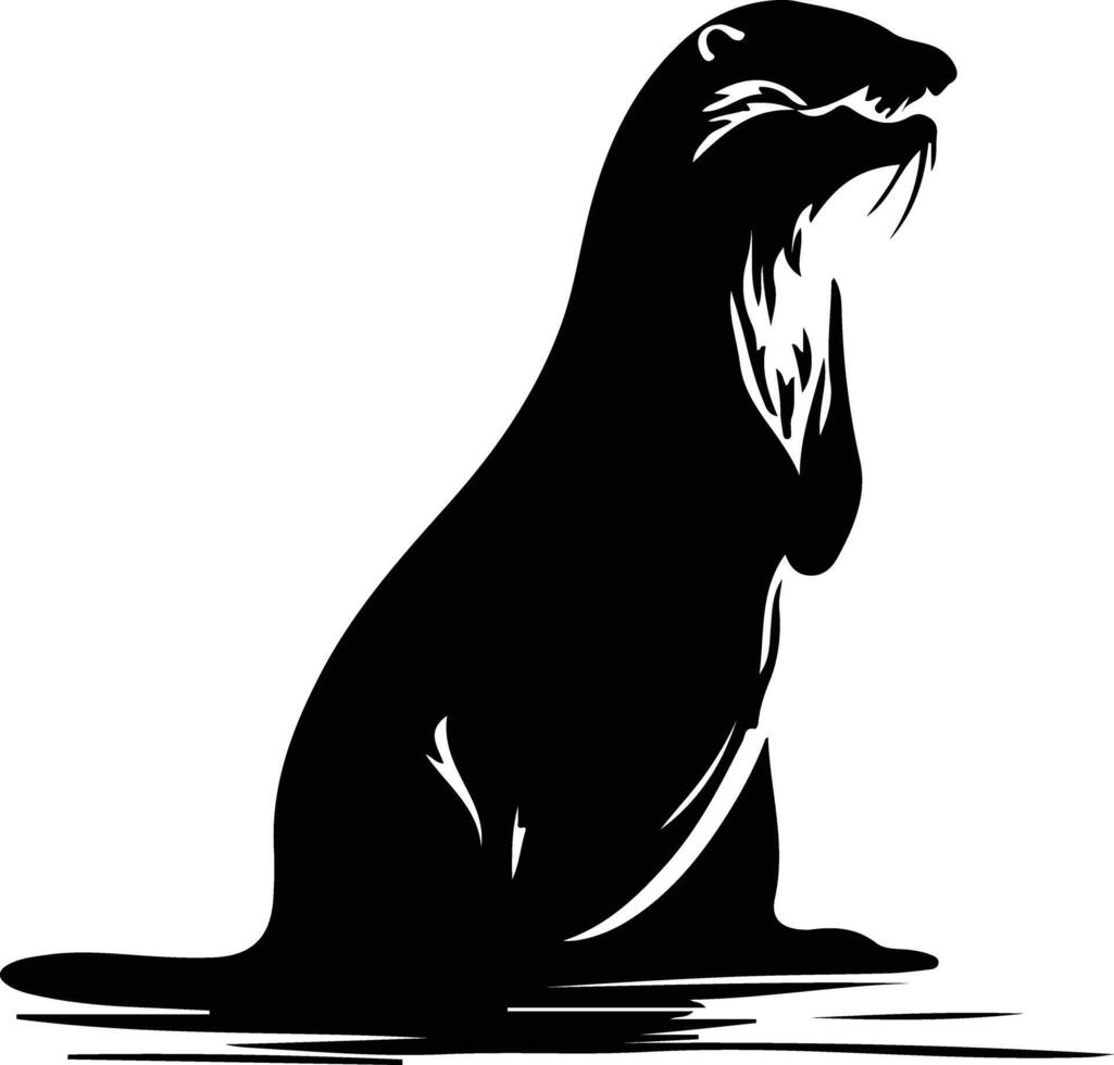 rivier- Otter zwart silhouet vector
